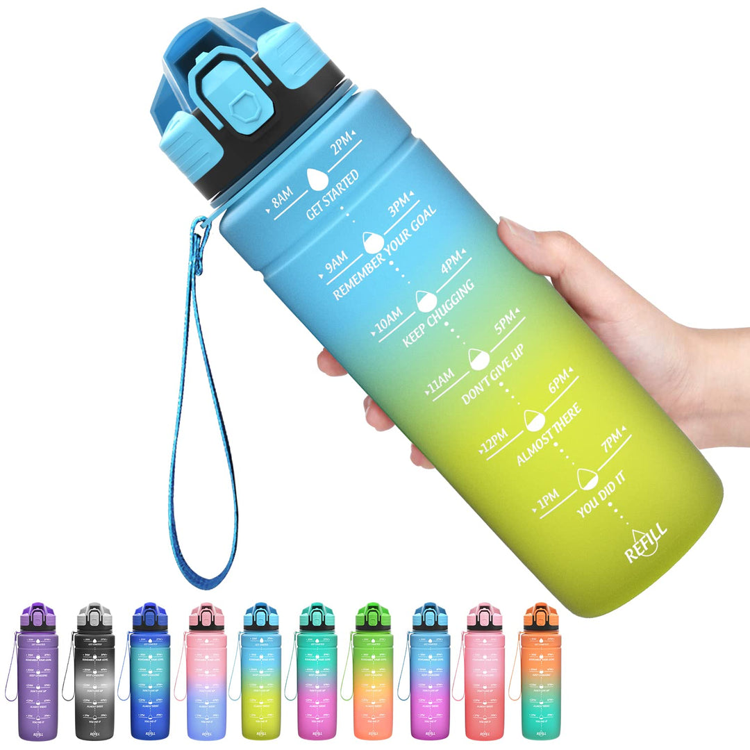 Coolfel Sport Trinkflasche 2l, 1,5l, 1l, 700ml, 500ml Trinkflasche Kinder Auslaufsicher, Motivierend