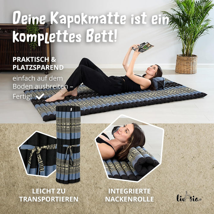 livasia Rollmatte Rollmatratze L-200x110x4,5cm, Gästebett Gästematratze 1 Person, Reisebett Kofferra