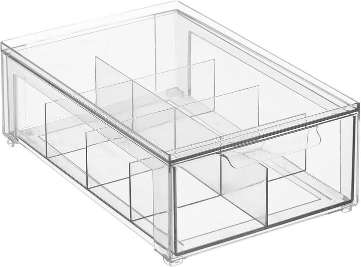 mDesign Schubladenbox mit 8 Fächern – Stapelbox aus Kunststoff für Küchen- und Kühlschrank – Küchen