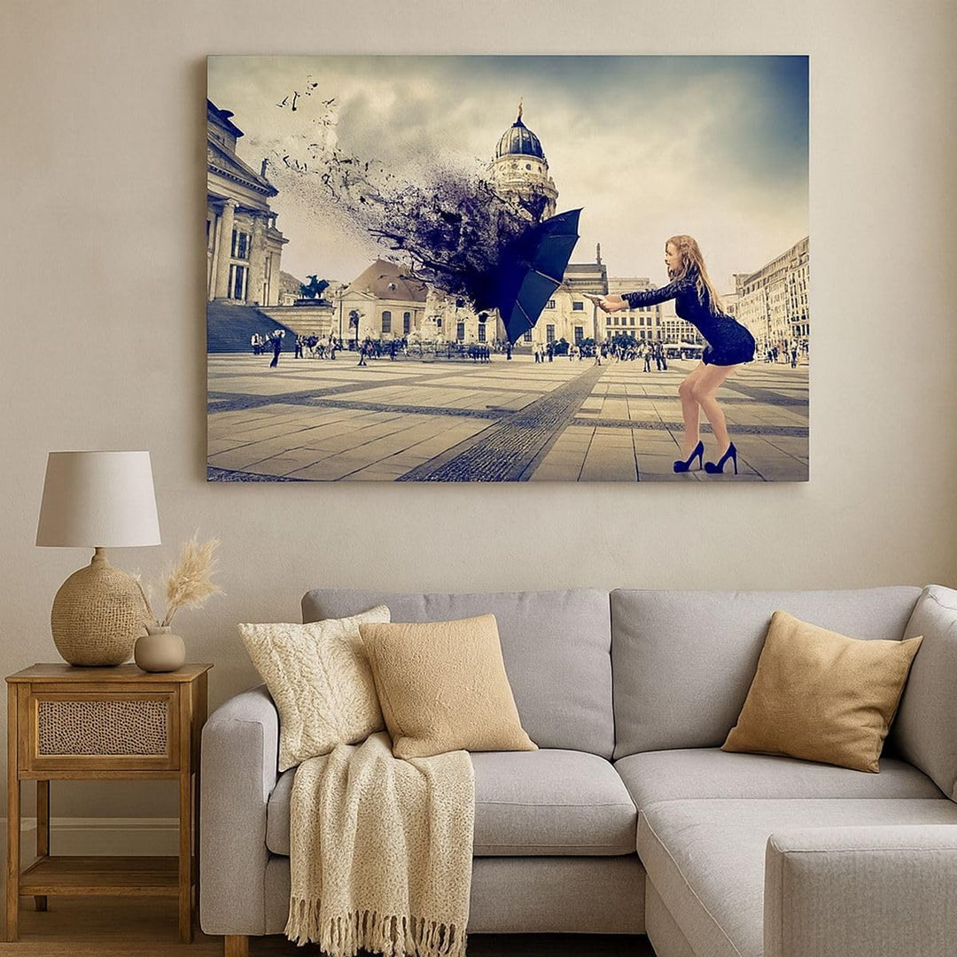 Bilder auf Leinwand Stadt landmarken quadrat regenschirm Leinwandbild 70x50cm Wandbilder Dekoration