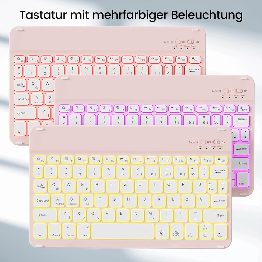 Tastatur Hülle für iPad 9. / 8. / 7. Generation 10,2 Zoll, 360° Schutz TPU Hülle mit Abnehmbarer Bel