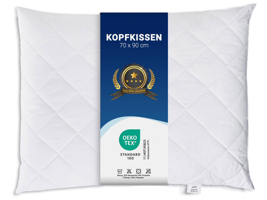 ZOLLNER 2er Set Kopfkissen, 70x90 cm, 830g, Polyesterhohlfaser, Kochfest 2 70 x 90 cm, 2 70 x 90 cm