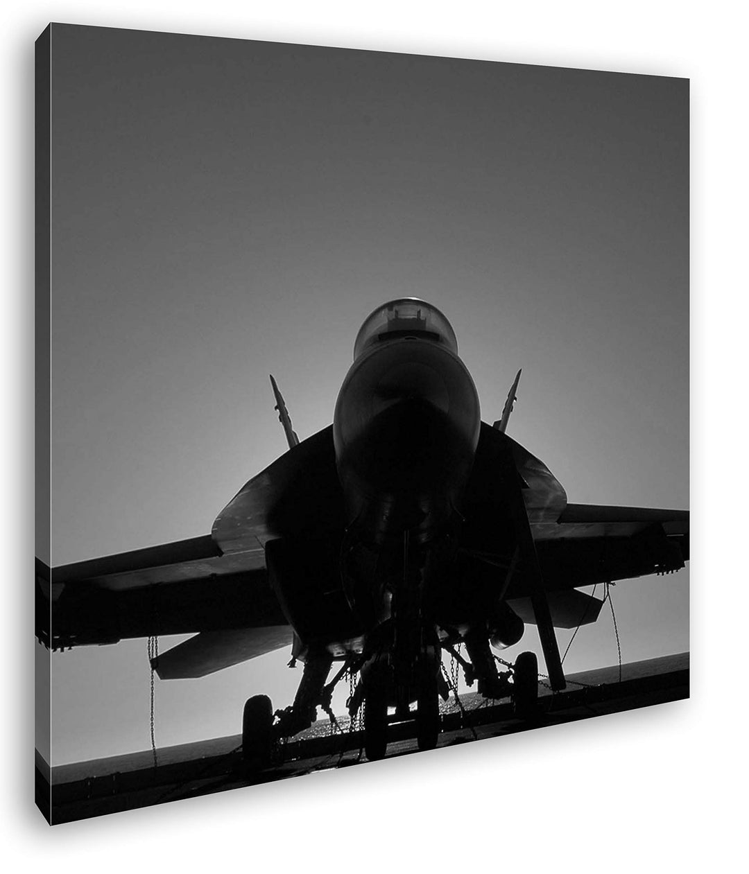 deyoli Frontseite eines Kampfjets Format: 70x70 Effekt: Schwarz&Weiss als Leinwandbild, Motiv auf Ec