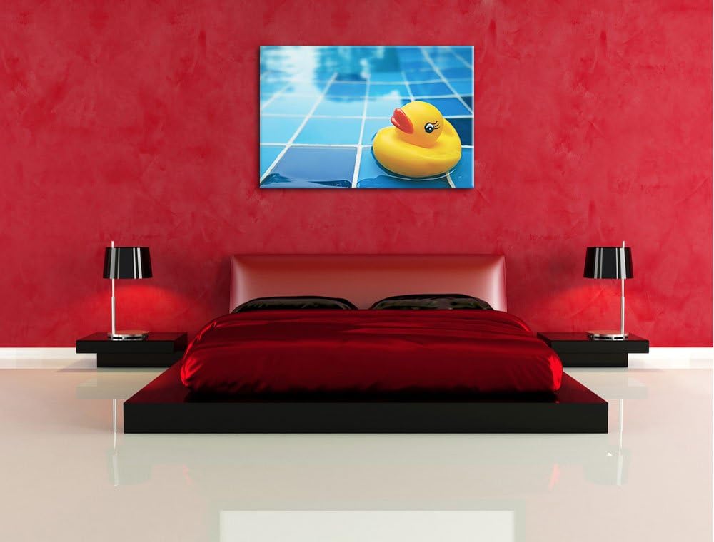 Quietsche Ente im Bad Format: 100x70 auf Leinwand, XXL riesige Bilder fertig gerahmt mit Keilrahmen,