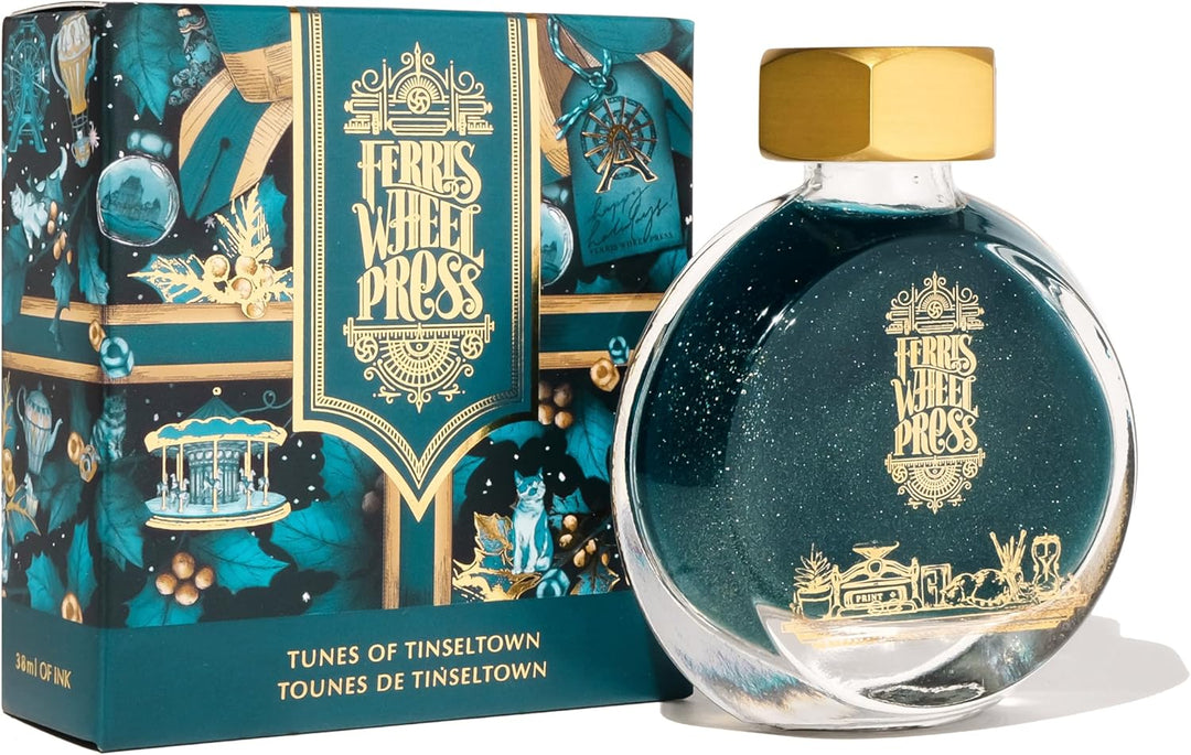 Ferris Wheel Press Fountain Pen Ink, Everyday Ink Collection,Deep teal with dual metallic (silver an