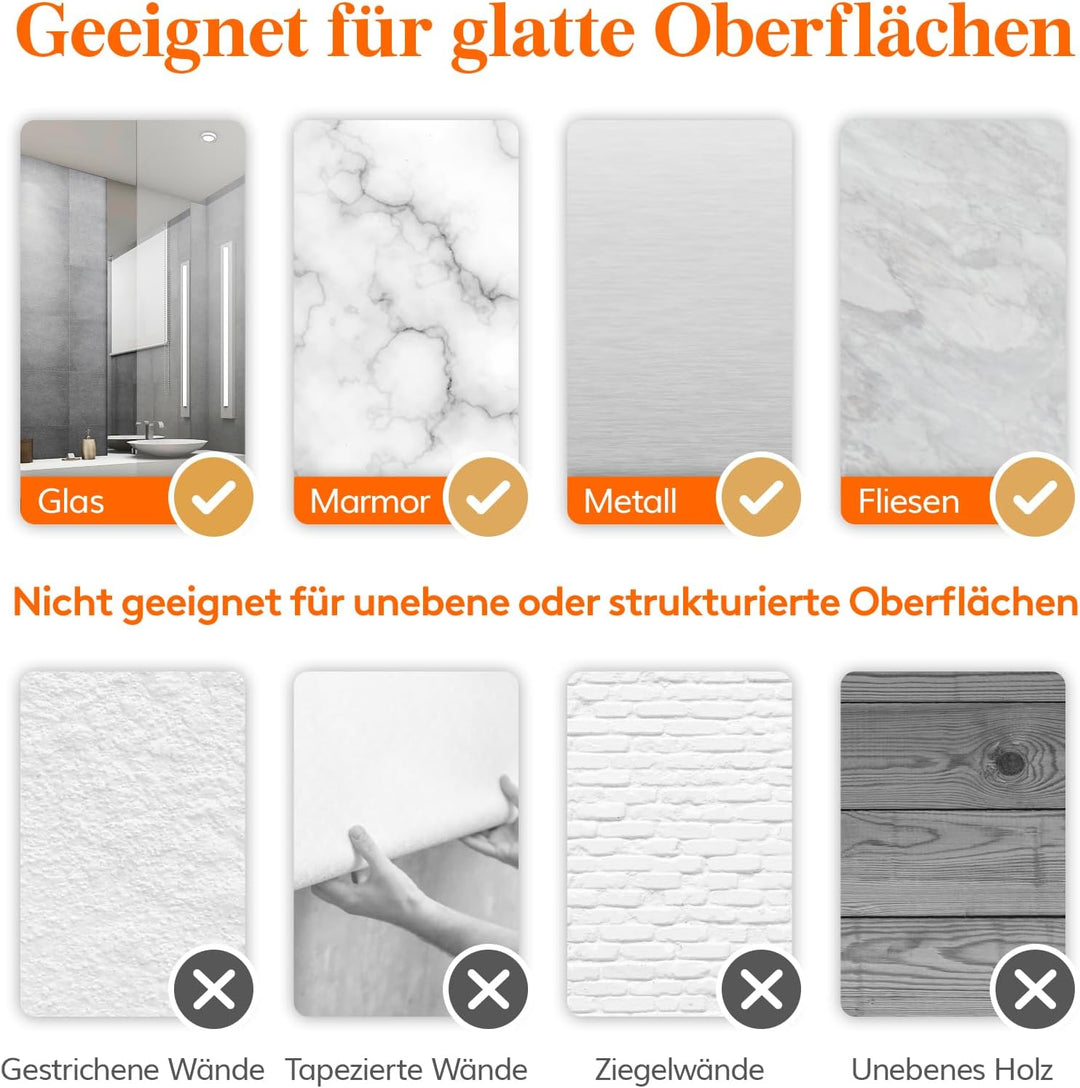 Lifewit Saugnapf Badregal, Duschablage Ohne Bohren, Kunststoff Bad Duschablage mit 4 Haken Duschrega