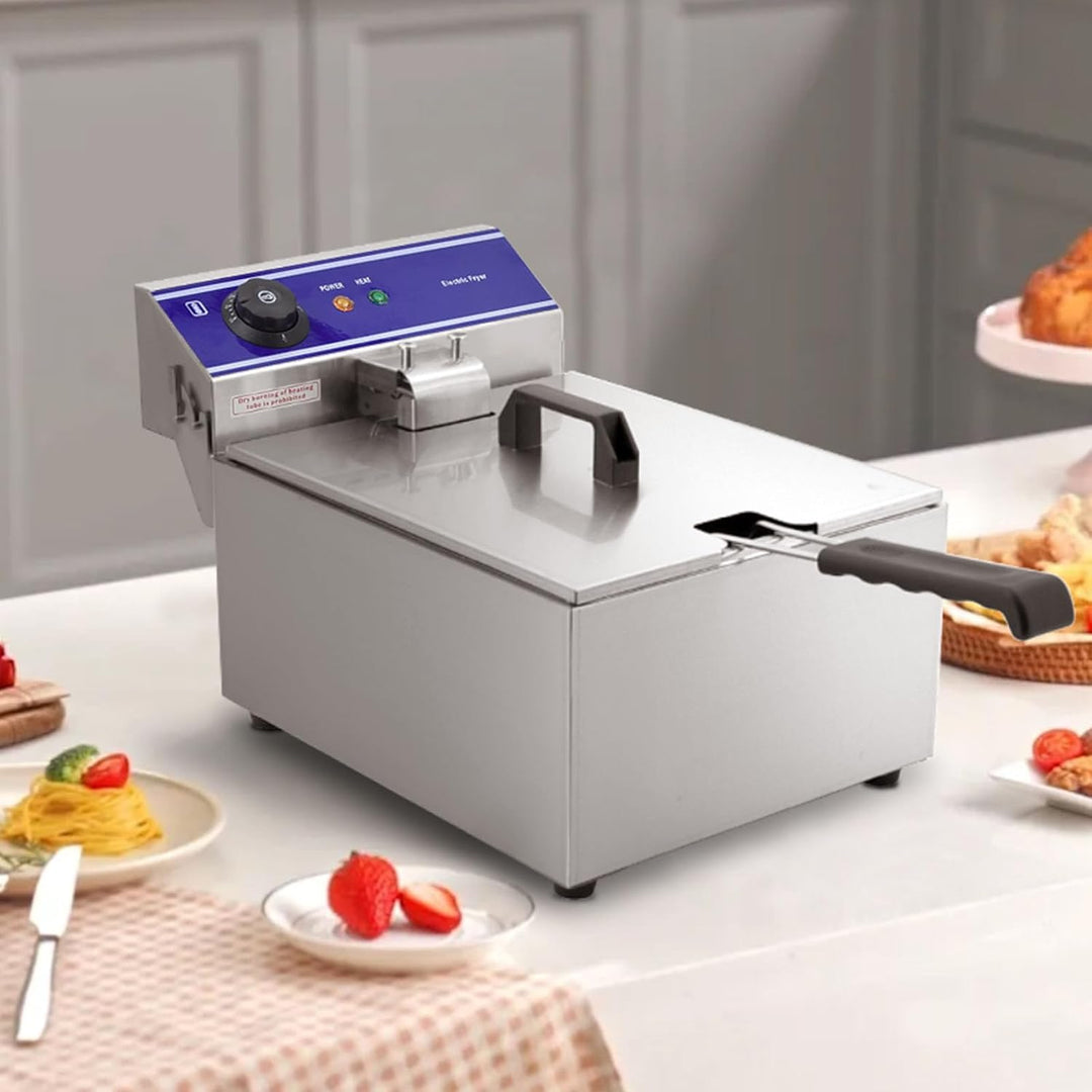 MOOTACO Gastro Fritteuse Friteuse Edelstahl, 6L Behälter, Elektro Fritteuse 3000W, Edelstahl elektri