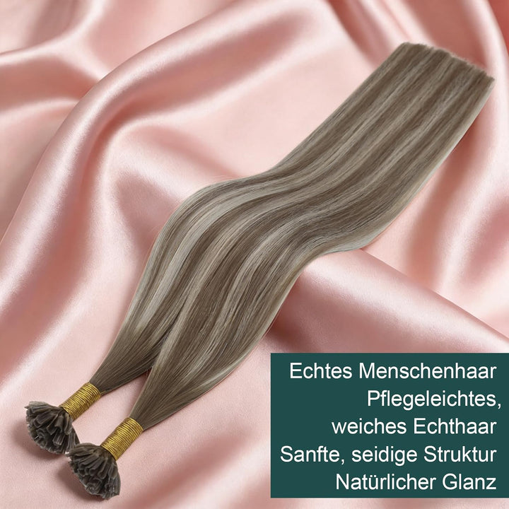 Easyouth Extension Echthaar Bondings Balayage Blond Echthaar Bondings Extensions Mittelbraun Ombre P