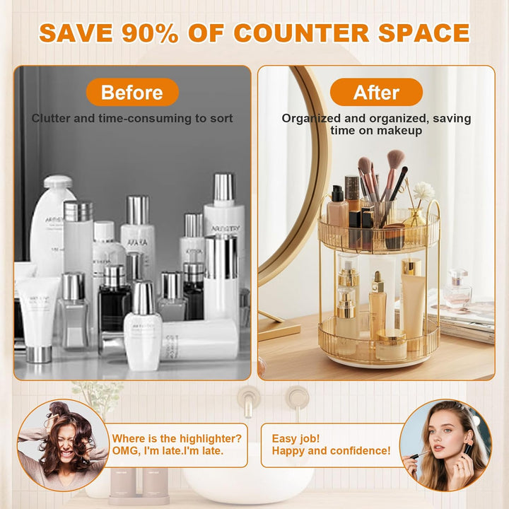 SHANNA Make Up Kosmetik Organizer: 2-stufiger 360° Drehbarer Kosmetik-Parfümständer, Toilettenartike