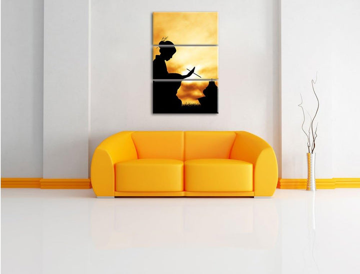 Pixxprint Dark Geisha Teezerenomie als Leinwandbild/Grösse: 3 Teilig (120x80) cm/Wandbild/Kunstdruck