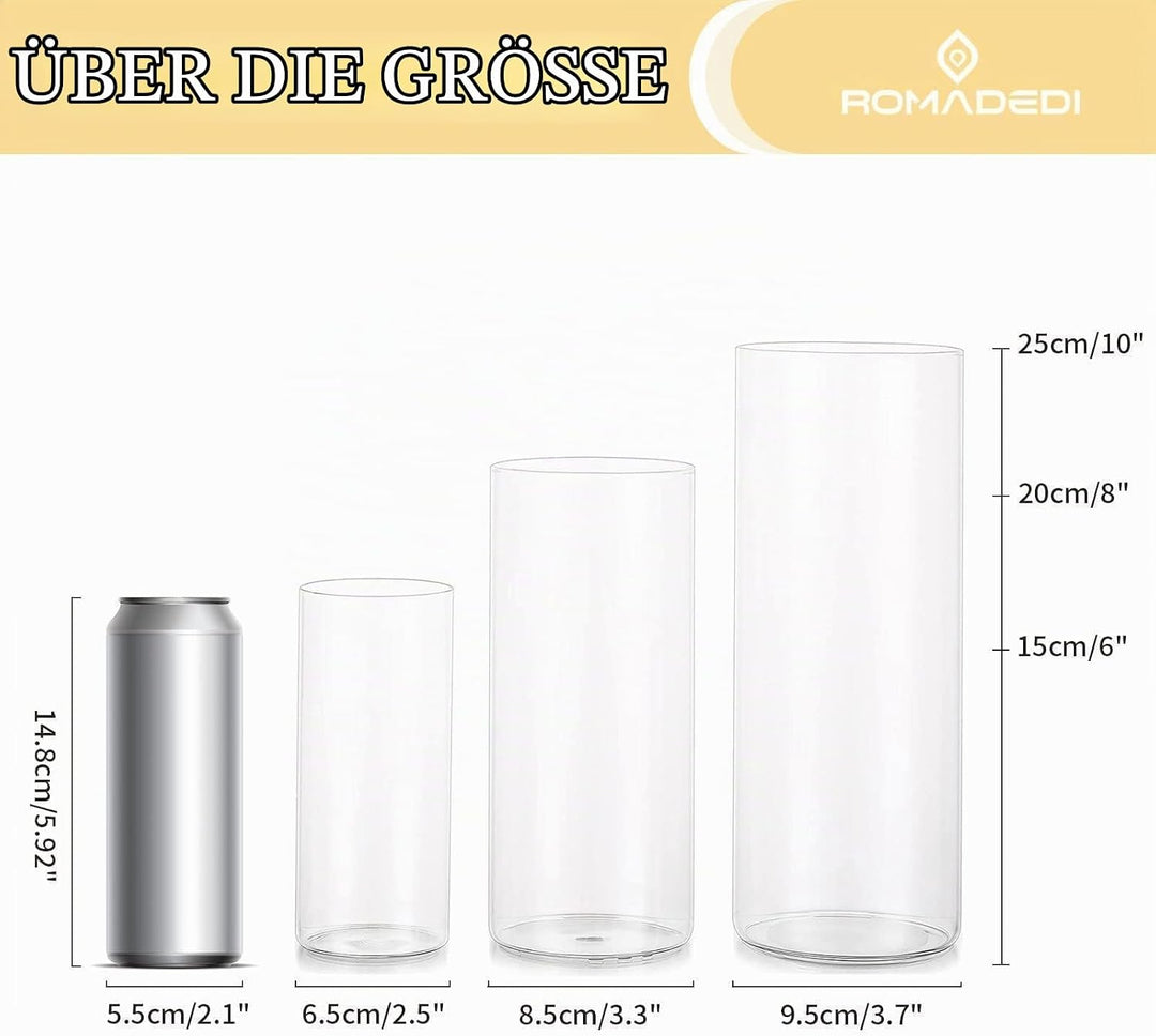 Windlicht Glas Kerzenhalter Kerzenständer Glaszylinder：Romadedi 12er Set Windlichter für Kerzen Stum