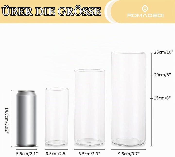 Windlicht Glas Kerzenhalter Kerzenständer Glaszylinder：Romadedi 12er Set Windlichter für Kerzen Stum