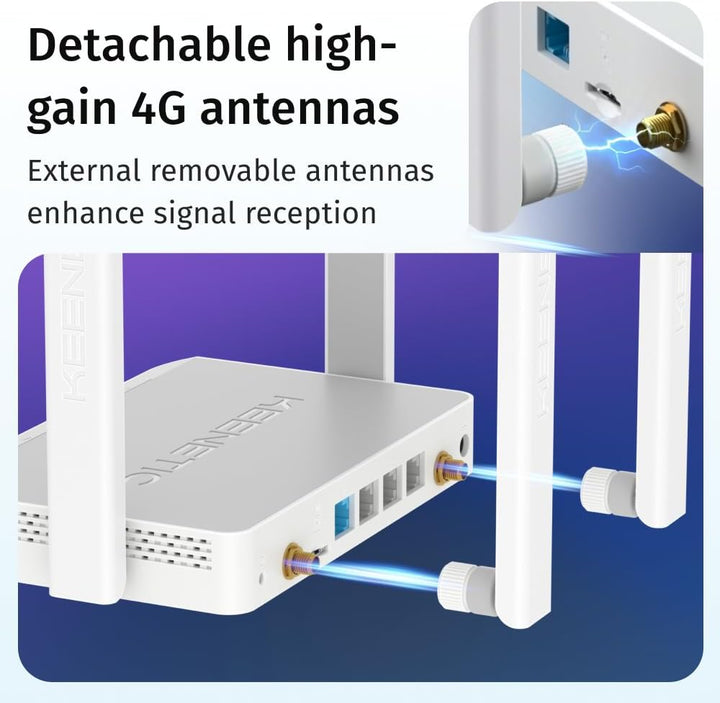 Keenetic Runner 4g (geeignet für Deutschland) N300 Mesh-WLAN-4G-Router mit einem 4-Port-Smart-Switch