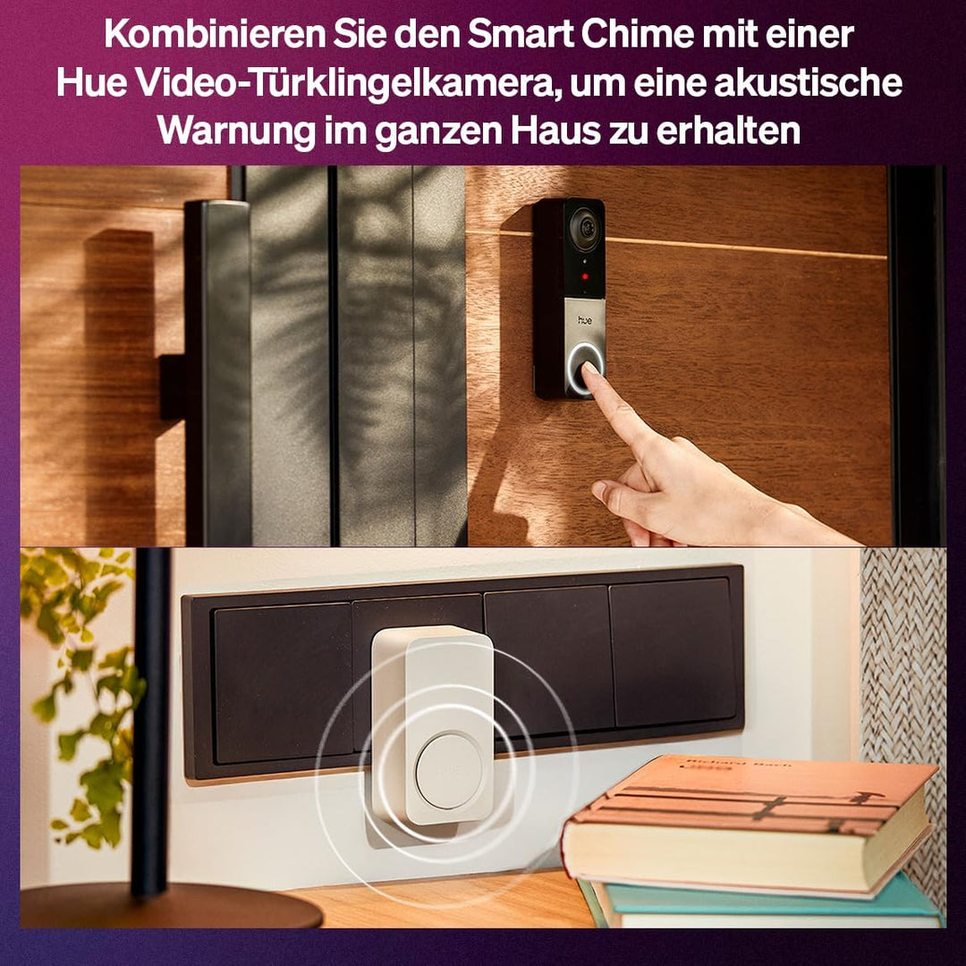Philips Hue Secure Smart-Türklingel, Ton-Echtzeit-Benachrichtigungen, passt an jede Steckdose, läuft