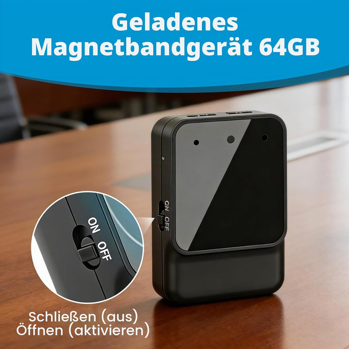 64GB Diktiergerät Mini, Spion Abhörgerät, Voice Recorder mit Rauschunterdrückung, One Touch Diktierg