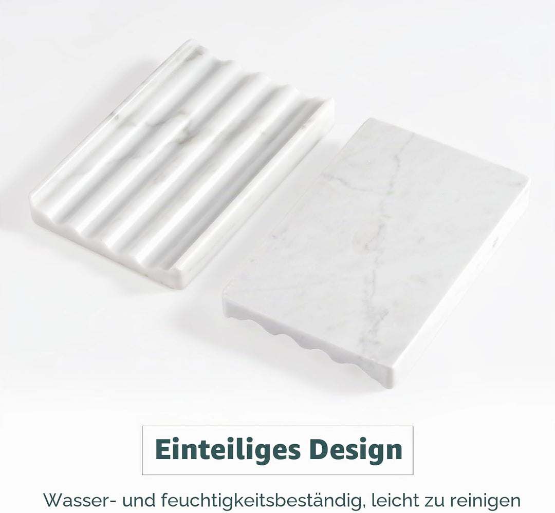2 Stück Marmor Seifenschale, Seifenhalter mit Ablauf, Seifenablage Waschbecken, Kreative Seifenschal