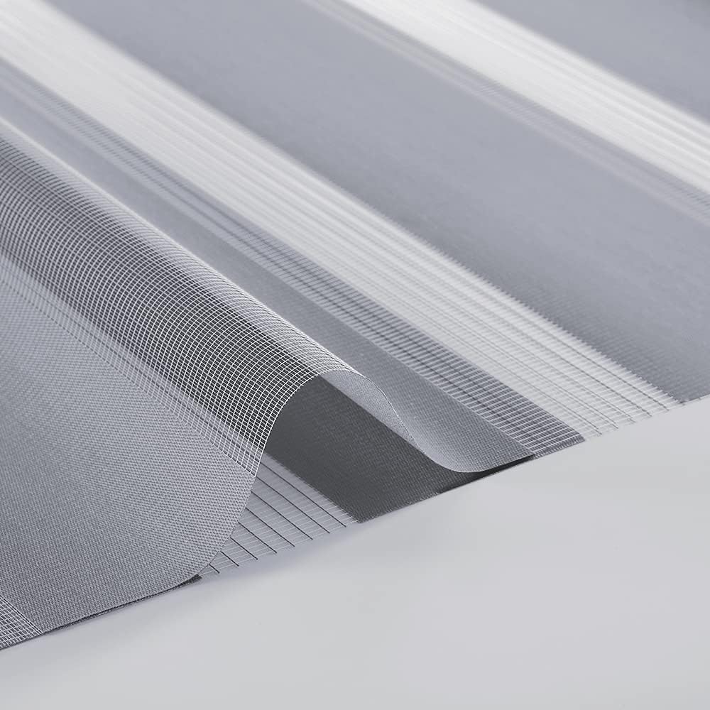 Eurohome Doppelrollo Klemmfix ohne Bohren, Duo Rollo,40cm x 130cm (Stoffbreite 36 cm) Hellgrau Trans