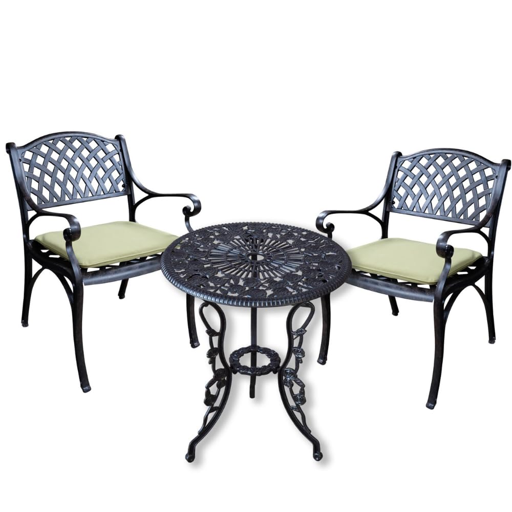 Lazy Susan London Rose Bistrotisch | Rund | 2-Sitzer | wartungsfrei | wetterfest | Sandguss-Aluminiu