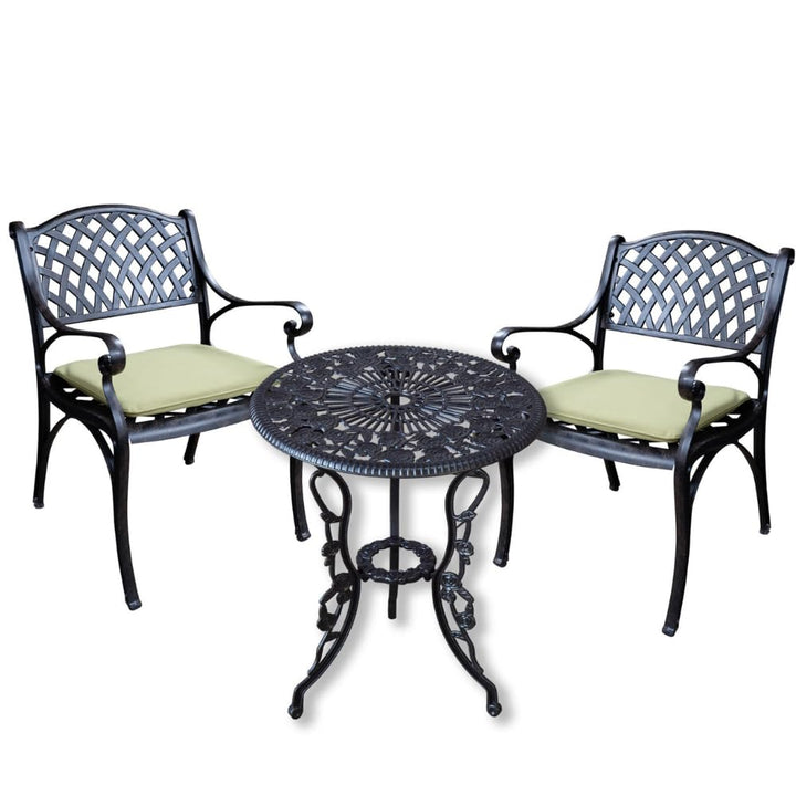 Lazy Susan London Rose Bistrotisch | Rund | 2-Sitzer | wartungsfrei | wetterfest | Sandguss-Aluminiu