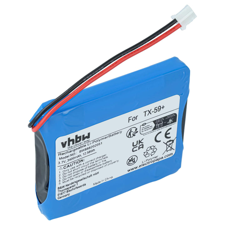 vhbw Akku kompatibel mit Technaxx TX-59+ Türsprechanlage, Video-Türklingel (3400mAh, 3,7V, Li-Ion)