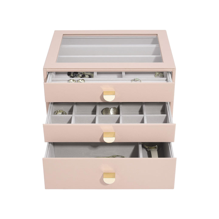 Stackers Blush Classic Jewellery Box - Set of 3 (with drawers) Blush Pink, Blush Pink