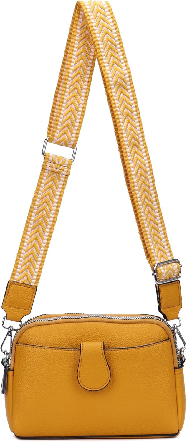 Damen Tasche Crossbody Umhängetasche Bodybag Schultertasche Metallic Handytasche Crossover Kunstlede