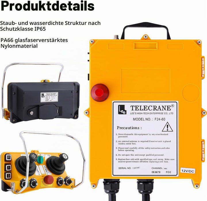 F24-60 Industrielle Funkfernbedienung Kräne 12V | 5-Gang Joystick-Funkfernbedienung Brückenkran Port
