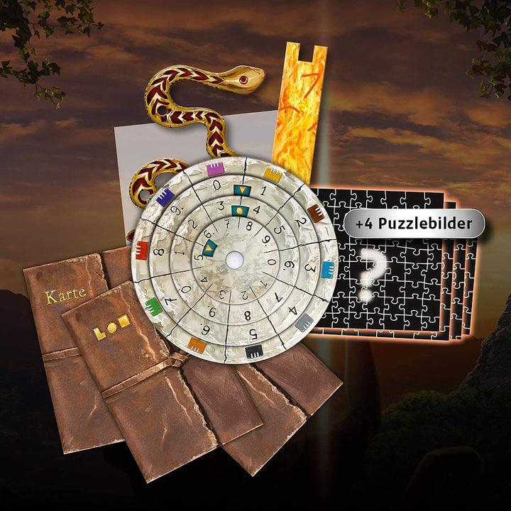 Kosmos EXIT® - Das Spiel + Puzzle: Der verschollene Tempel | Inklusive 4 Puzzles á 88 Teilen, Level: