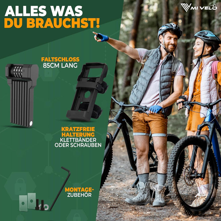 MIVELO Fahrradschloss Faltschloss hohe Sicherheit 85cm lang I Fahrrad Schloss Zahlenschloss inkl. Ha