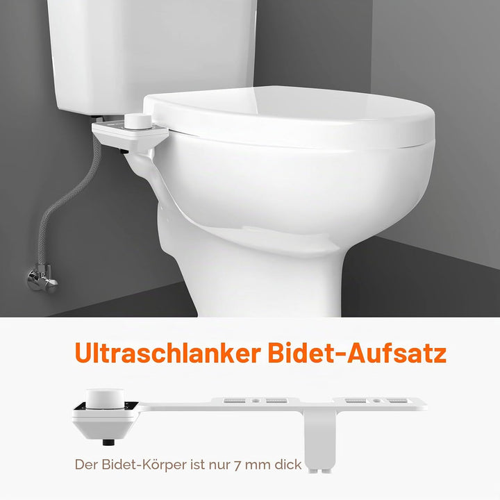 Ibergrif Bidet Aufsatz, Ultra-Slim Bidet Einsatz für Toilette, Nicht Elektrisch, Einstellbarer Druck