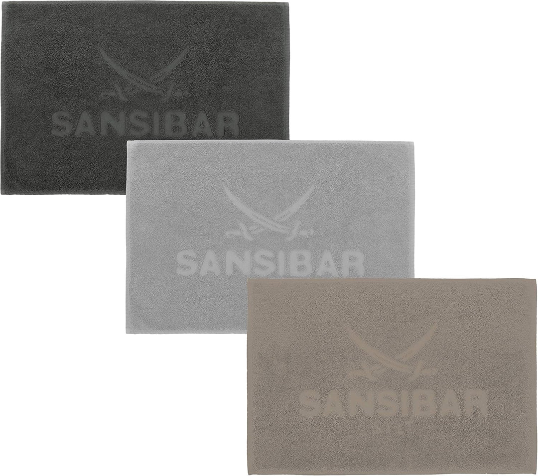 Sansibar Badvorleger 50x80 cm 100% Baumwolle Fein-Flor Badteppich Badematte Anthrazit Einzeln 50 x 8