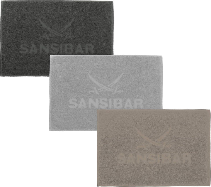 Sansibar Badvorleger 50x80 cm 100% Baumwolle Fein-Flor Badteppich Badematte Anthrazit Einzeln 50 x 8