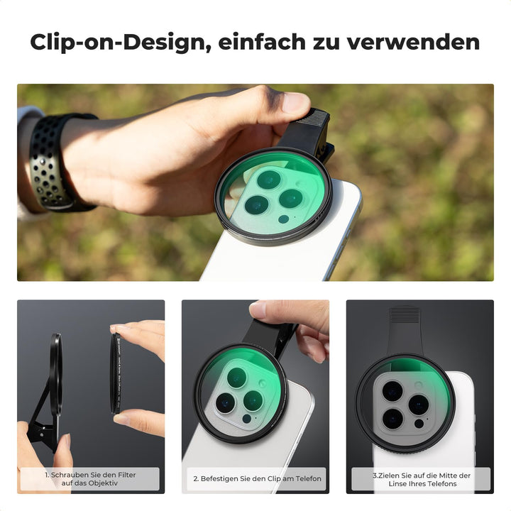 K&F CONCEPT K-Serie 67mm Black-Mist 1/4 Filter, Black Promist 1/4 Objektivfilter kompatibel mit iPho