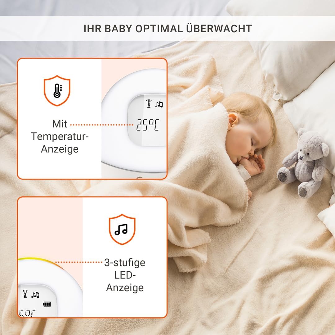 Gigaset Baby 100 Audio – Audio-Babyphone mit DECT-Technologie – Sichere Zwei-Wege-Kommunikation – 30