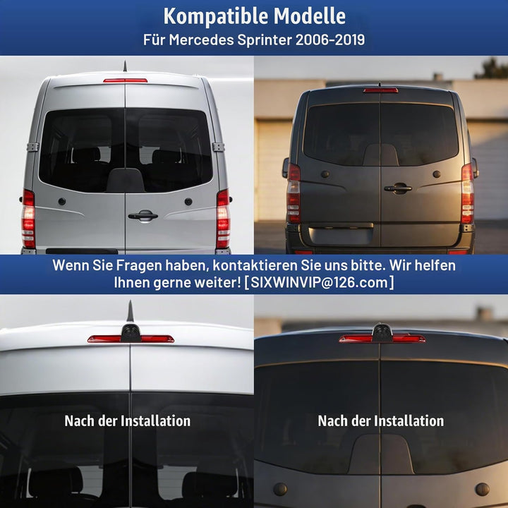SIXWIN 720P Rückfahrkamera mit Bremsleuchte, Auto Rückfahrkamera für Mercedes Sprinter 2006-2019,140