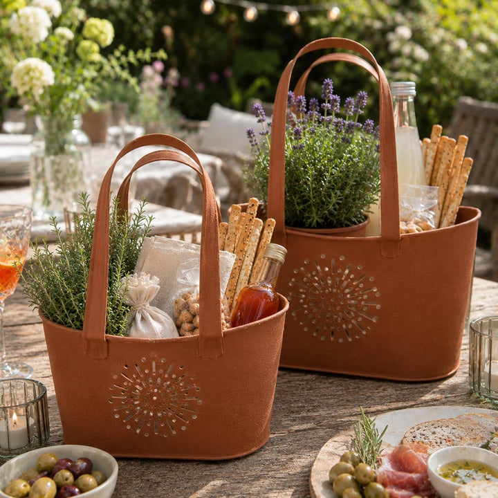 UNUS Garden Handtaschen 2er Set, Gartendeko Rostoptik, Roststecker aus Edelrost Metall, Rost Deko fü
