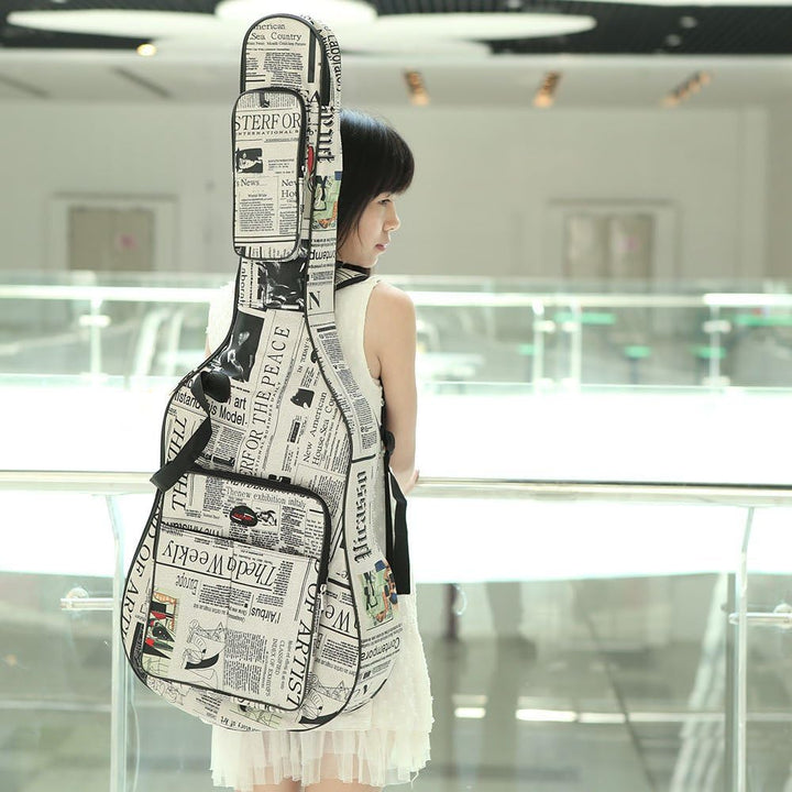 Btuty Gitarrentasche, 104 cm, 600D wasserdichtes Oxford-Gewebe, Zeitungsstil, doppelt genähte, gepol