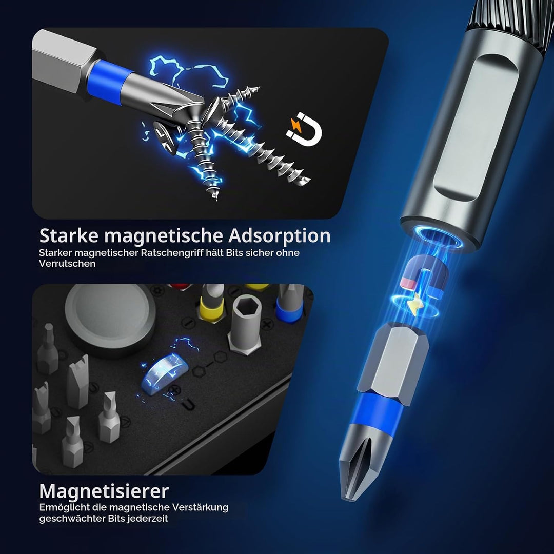 74 in 1 Ratschen Magnetischer Schraubendreher Set, S2-Stahlbits Multi Bit-schraubendreher Set mit Au