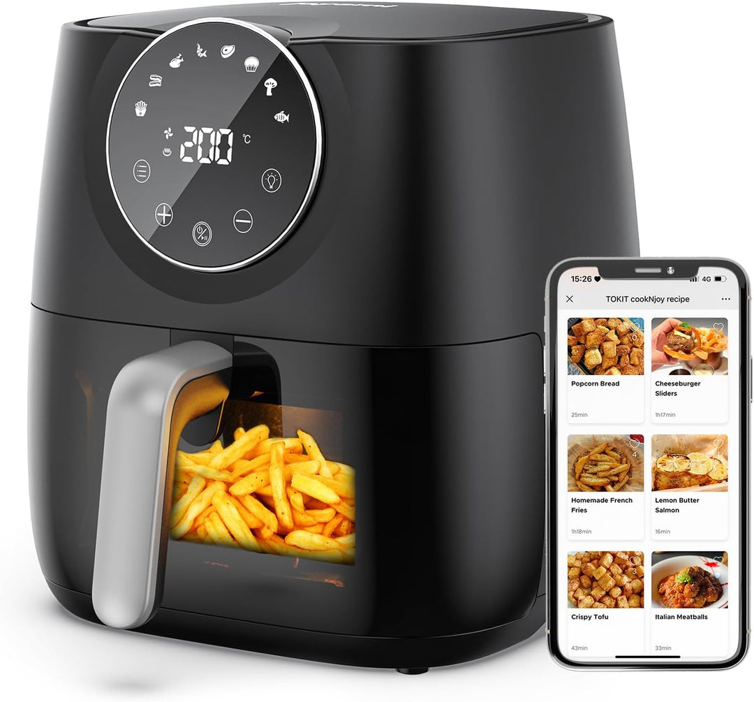 joyami Heissluftfritteuse 5,7L XXL mit Touch-Screen-Steuerung, Ohne Öl, Transparentes Fenster Heissl