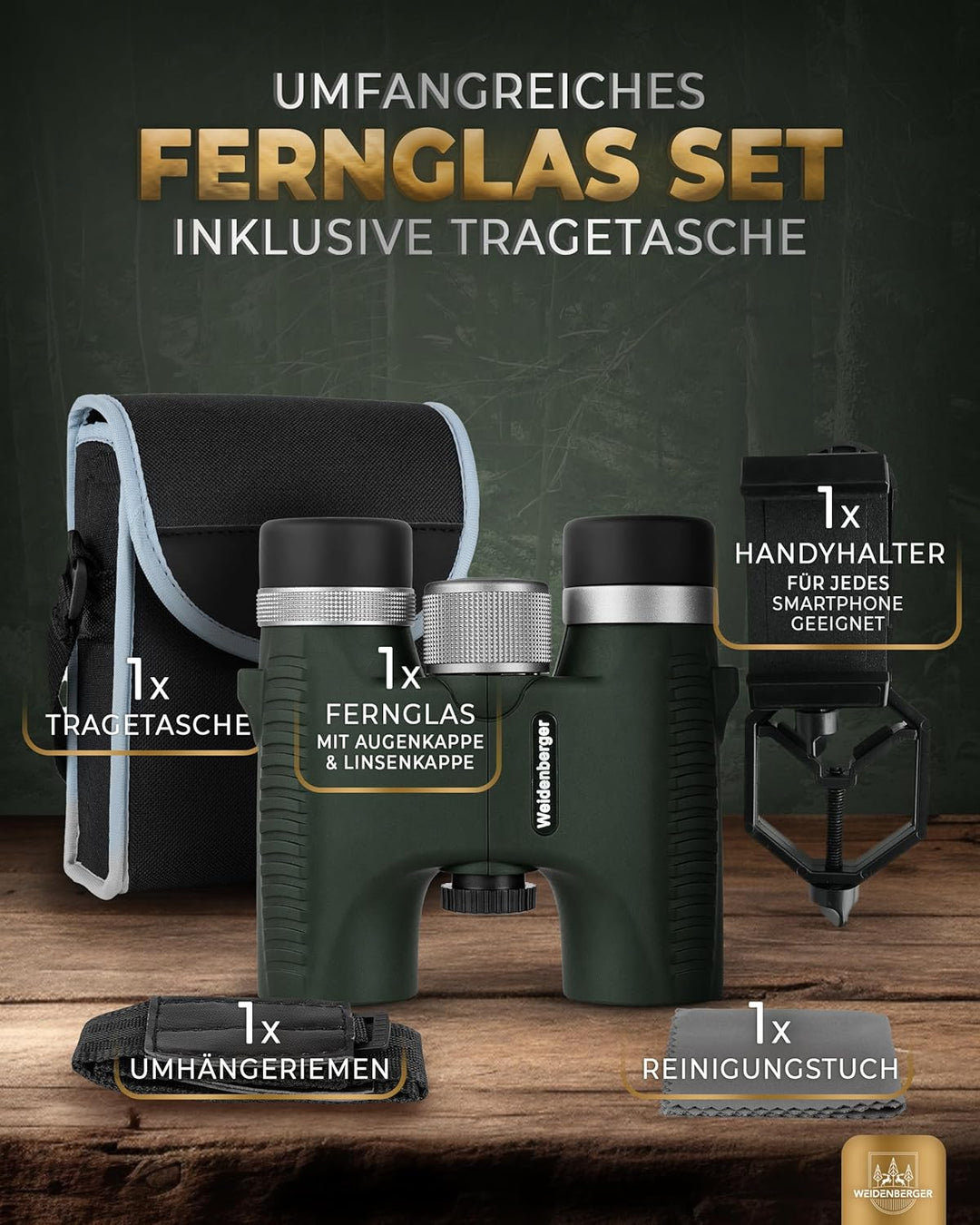 Weidenberger Fernglas 10x26, [TESTSIEGER] Magnesium Fernglas mit Nitrogenfüllung und wasserdicht, Fe