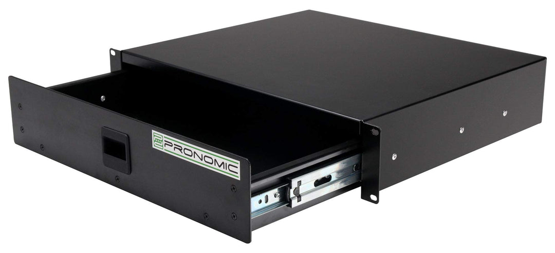 Pronomic RD-102 Rackschublade 2 HE (Schublade für 19 Zoll Rack, Snaplock, Stahlblech) schwarz