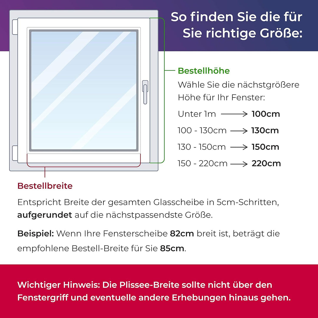 SchattenFreude Klemmfix-Plissee für Fenster | Mit Klemm-Haltern | Ohne Bohren | Naturweiss, Breite: