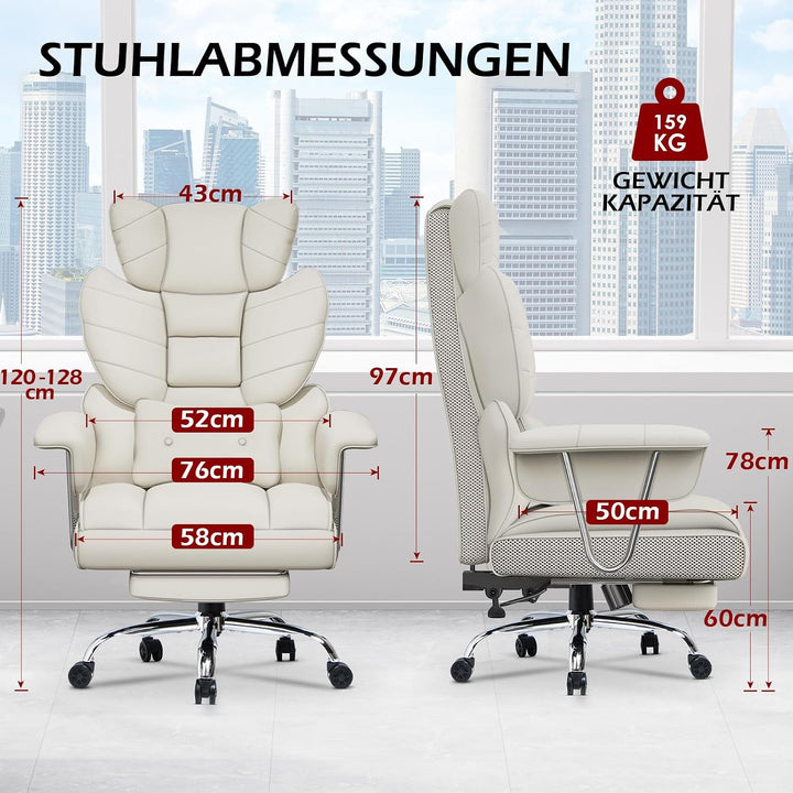 rattantree Bürostuhl mit Fussstütze, Ergonomischer Schreibtischstuhl mit Zusätzlichem Lordosenstützk