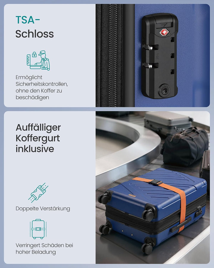 SONGMICS Koffer, Reisekoffer, Hartschalenkoffer mit TSA-Schloss, Koffergurt, ABS-Trolley, 4 Zwilling