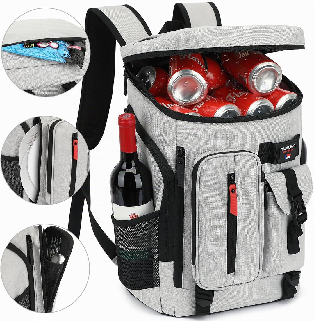 TUGUAN Kühlrucksack 30L Gross Kühltasche Picknickrucksack Isolierte Thermo Rucksack für Camping, Wan