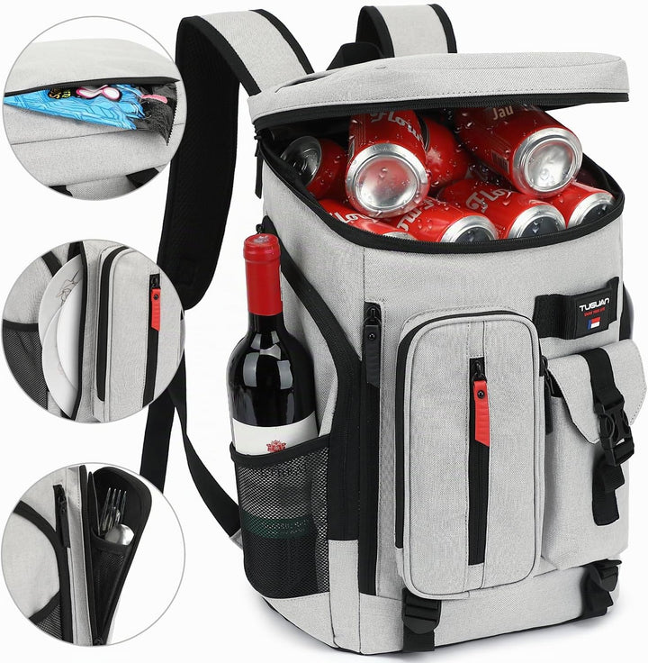 TUGUAN Kühlrucksack 30L Gross Kühltasche Picknickrucksack Isolierte Thermo Rucksack für Camping, Wan