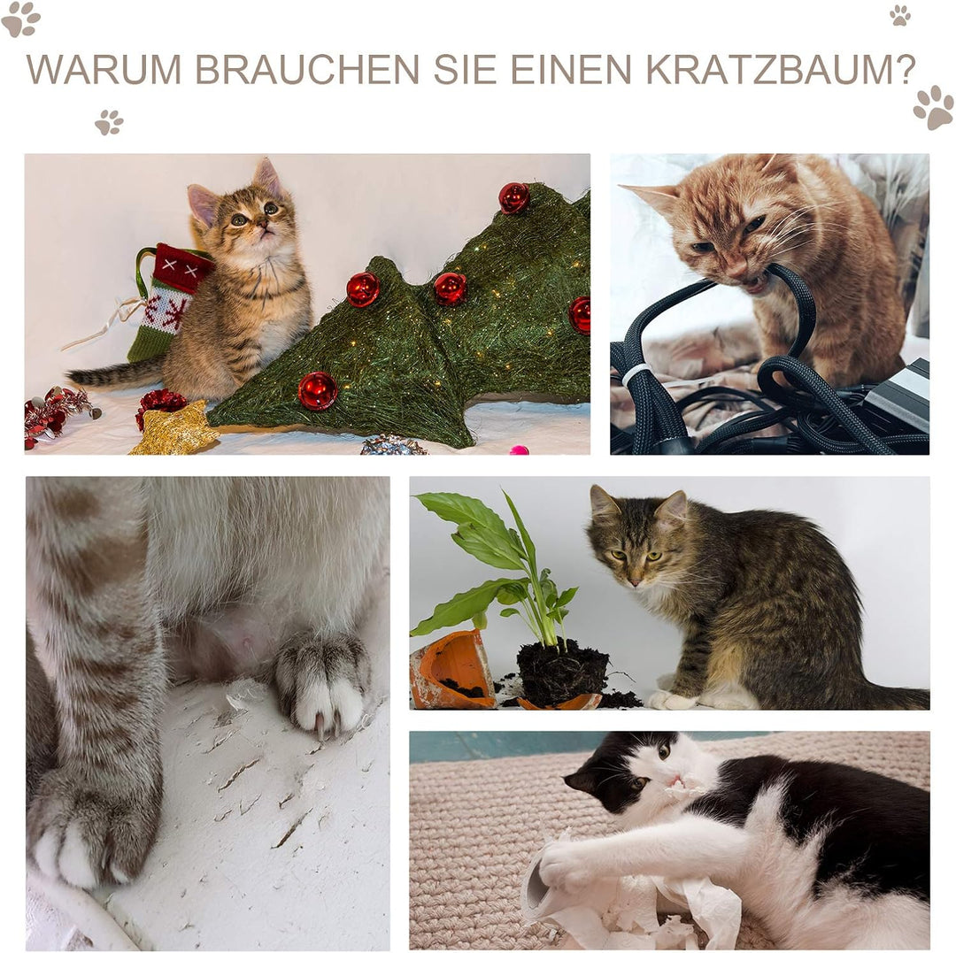 PawHut Katzenhöhle mit Kraztbrett Katzenbett Kratzhaus Katzenhaus Katzenwohnung Sisal Grau 48,5 x 30