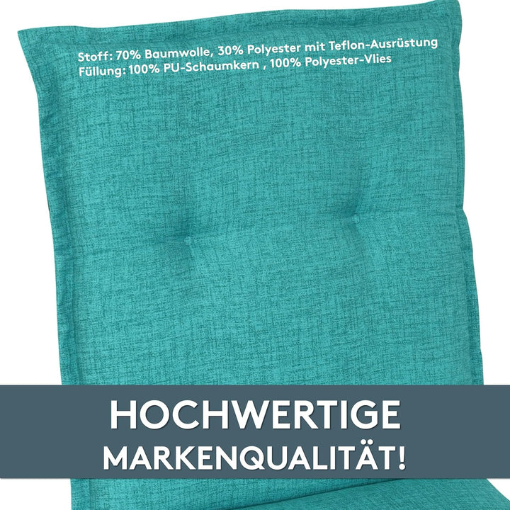 LILENO HOME Gartenstuhl Auflagen als [2er Set - Niedriglehner] in Aqua - Bequeme Liegen als Sitzaufl