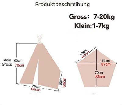 little dove,Hunde-Tipi-Zelt, Hause und Zelt mit Spitze für Hund oder Haustier, abnehmbar und waschba