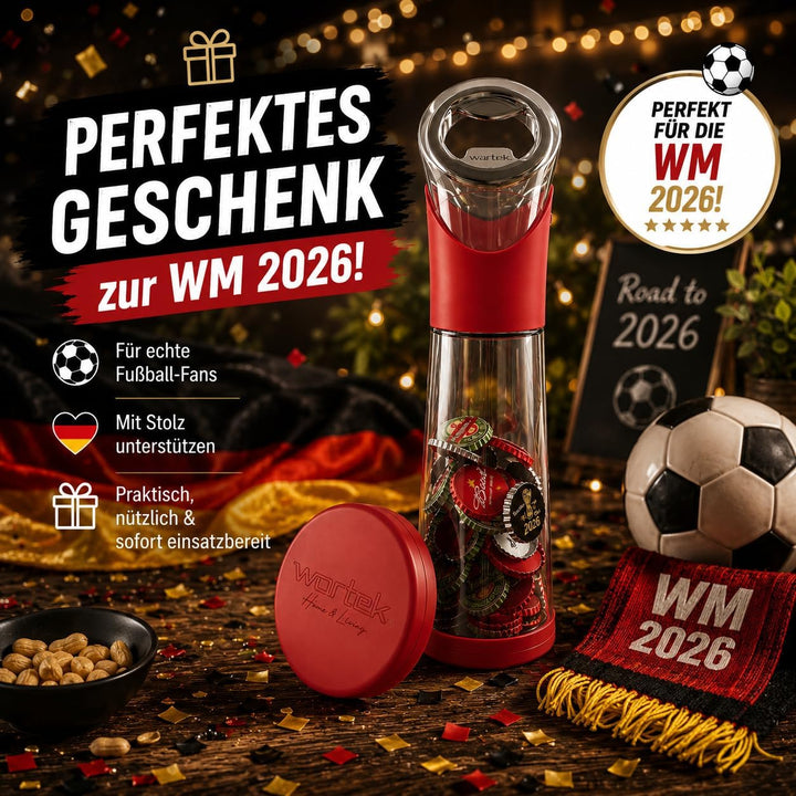 wortek Flaschenöffner mit Auffangbehälter - Bieröffner Bierflaschenöffner Kronkorken Sammler Bar Zub